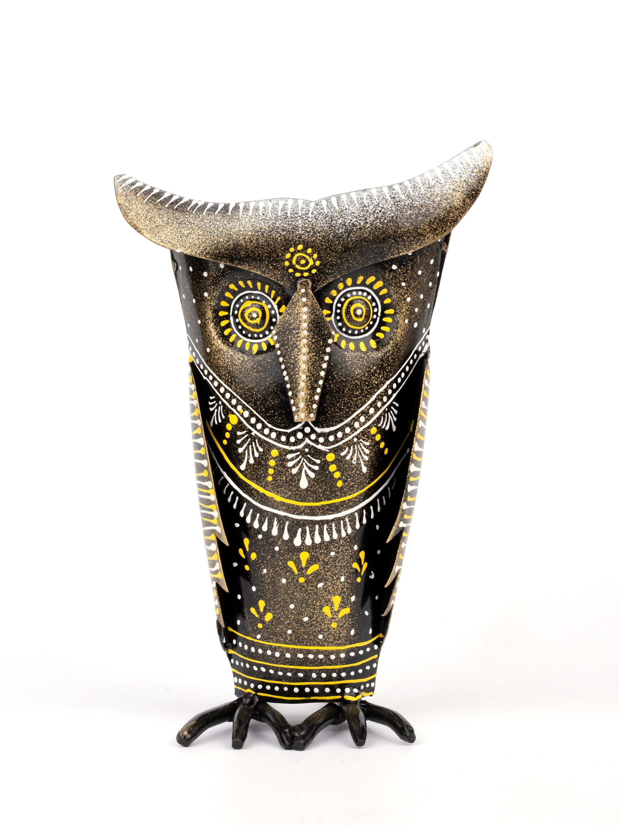 Metal Crafted Black Owl Figurine for Home Decor - 8 inches height - The Heritage Artifacts