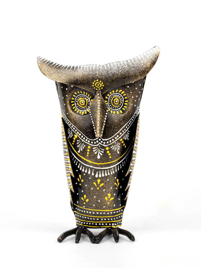 Metal Crafted Black Owl Figurine for Home Decor - 8 inches height - The Heritage Artifacts