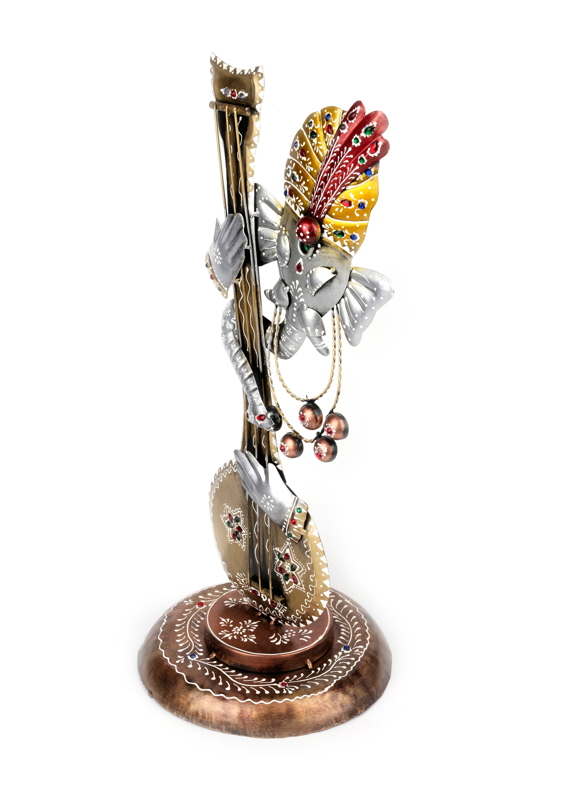 Handcrafted Metal Ganesh With Sitar Decorative Showpiece - 18 inches height - The Heritage Artifacts