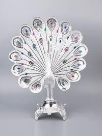 Zinc Metal Handcrafted Peacock Decorative Showpiece - 16 inches height - The Heritage Artifacts