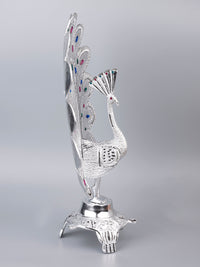Zinc Metal Handcrafted Peacock Decorative Showpiece - 16 inches height - The Heritage Artifacts