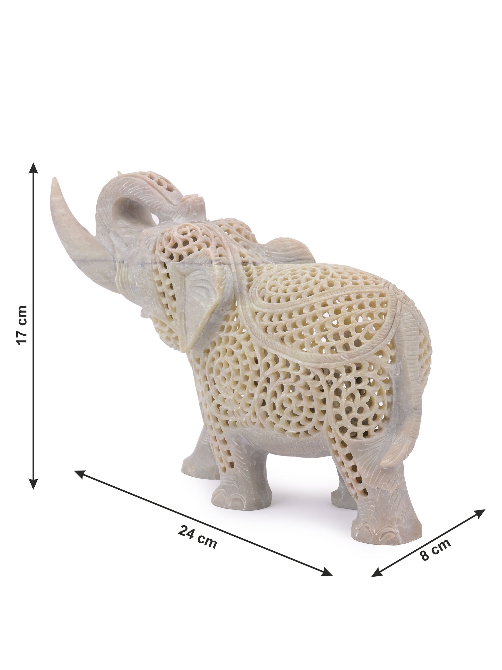 Mighty Elephant hand crafted in stone with Jali design - The Heritage Artifacts