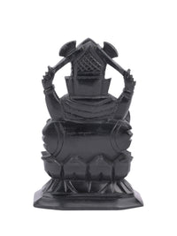 6 inches Lord Ganesh idol crafted out of black stone - The Heritage Artifacts