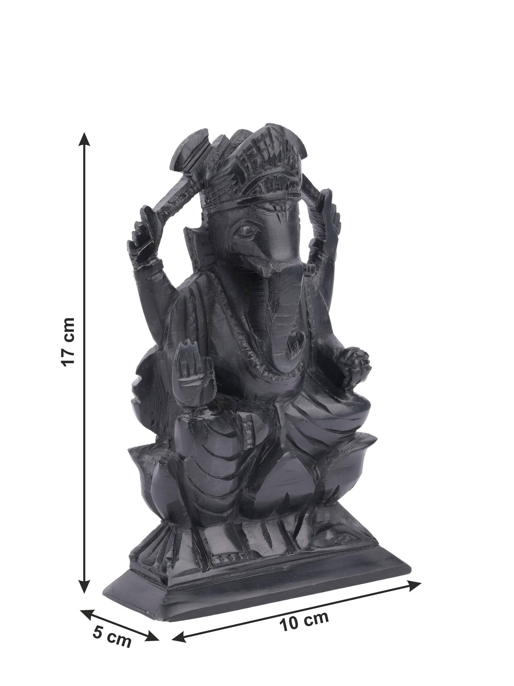 6 inches Lord Ganesh idol crafted out of black stone - The Heritage Artifacts
