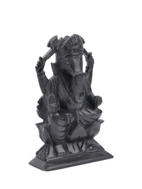 6 inches Lord Ganesh idol crafted out of black stone - The Heritage Artifacts