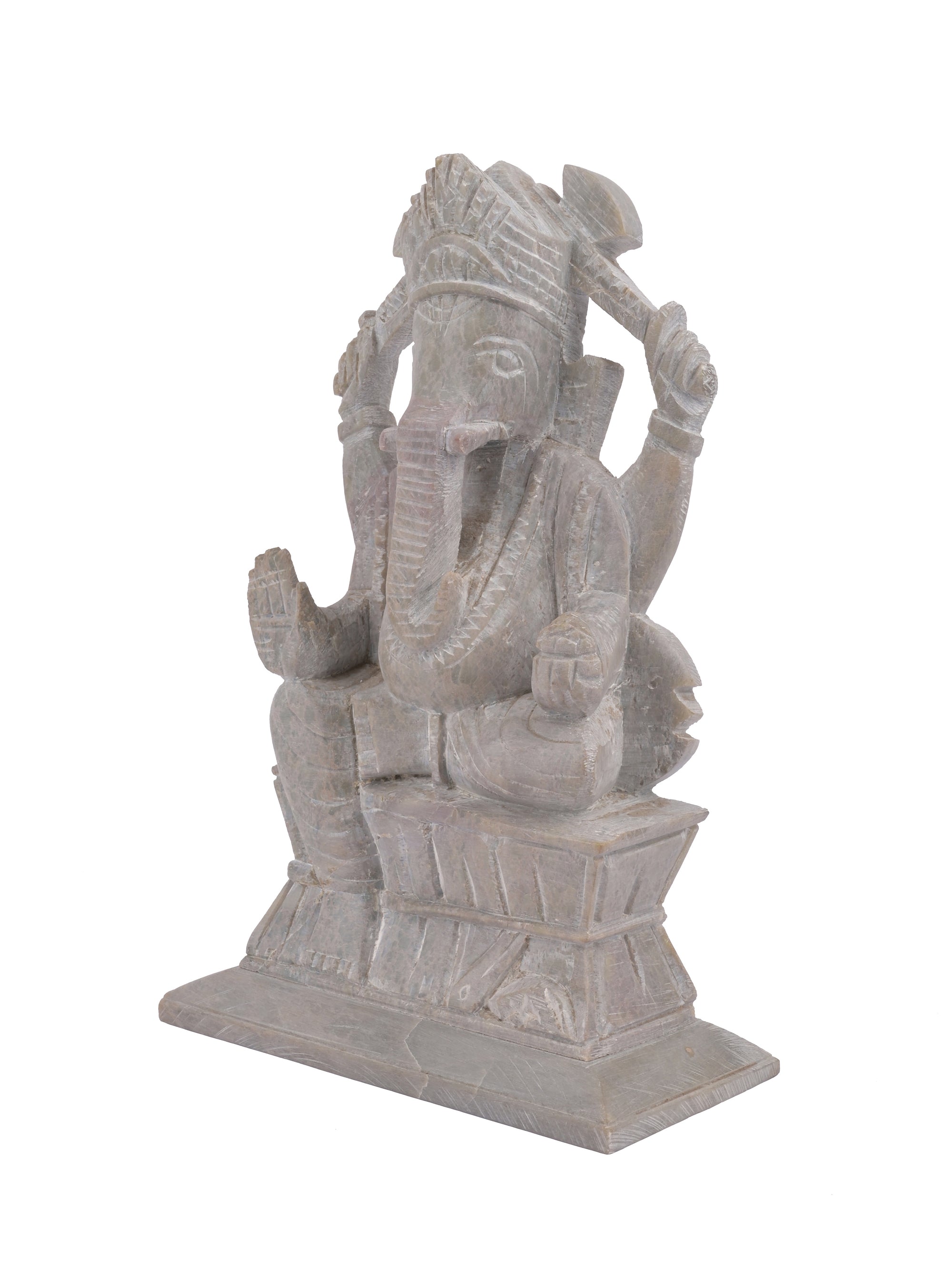 11 inches Lord Ganesha statue hand crafted from Paleva stone - The Heritage Artifacts