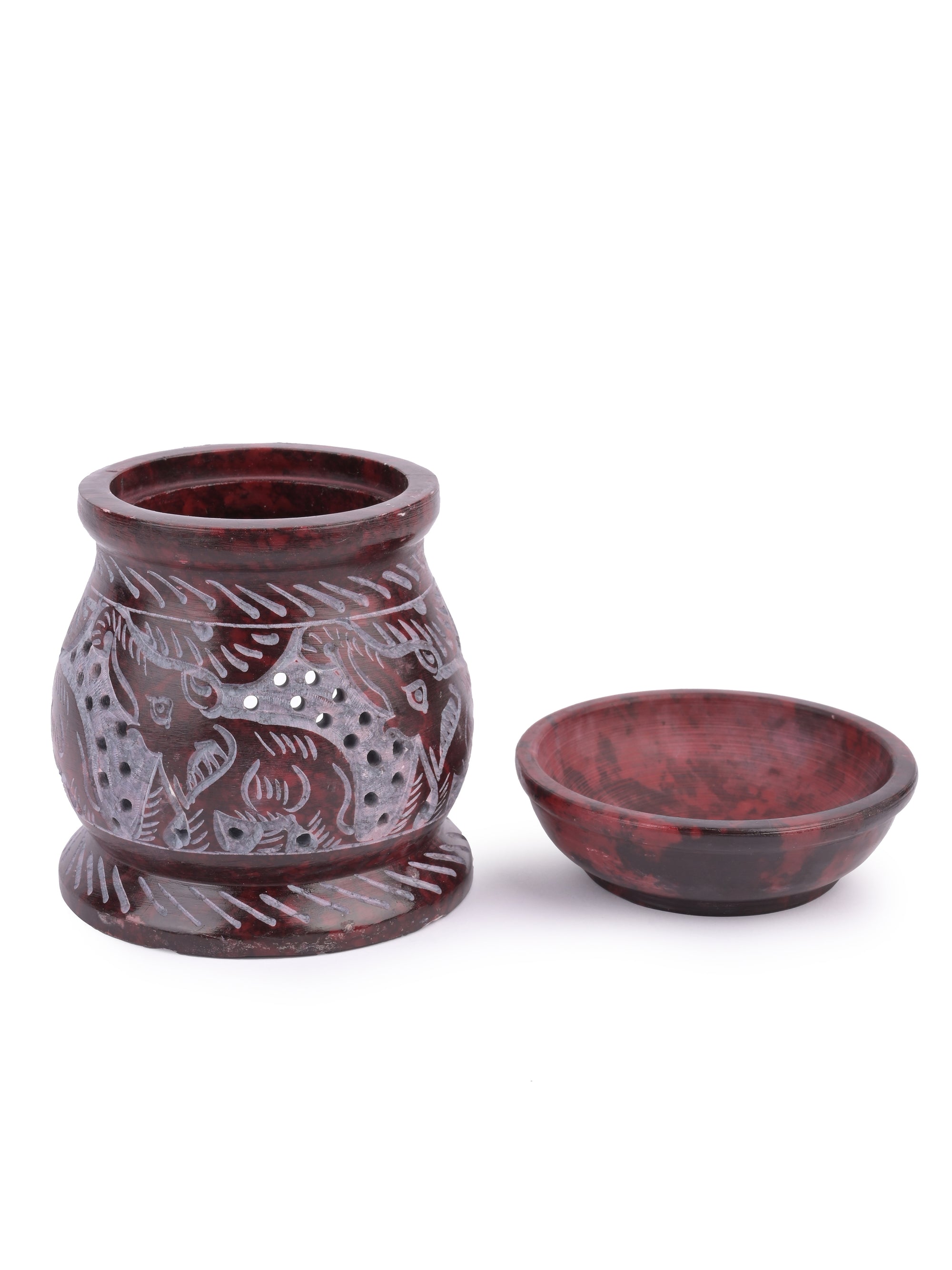 Diffuser / burner crafted in stone - small size - Red - The Heritage Artifacts
