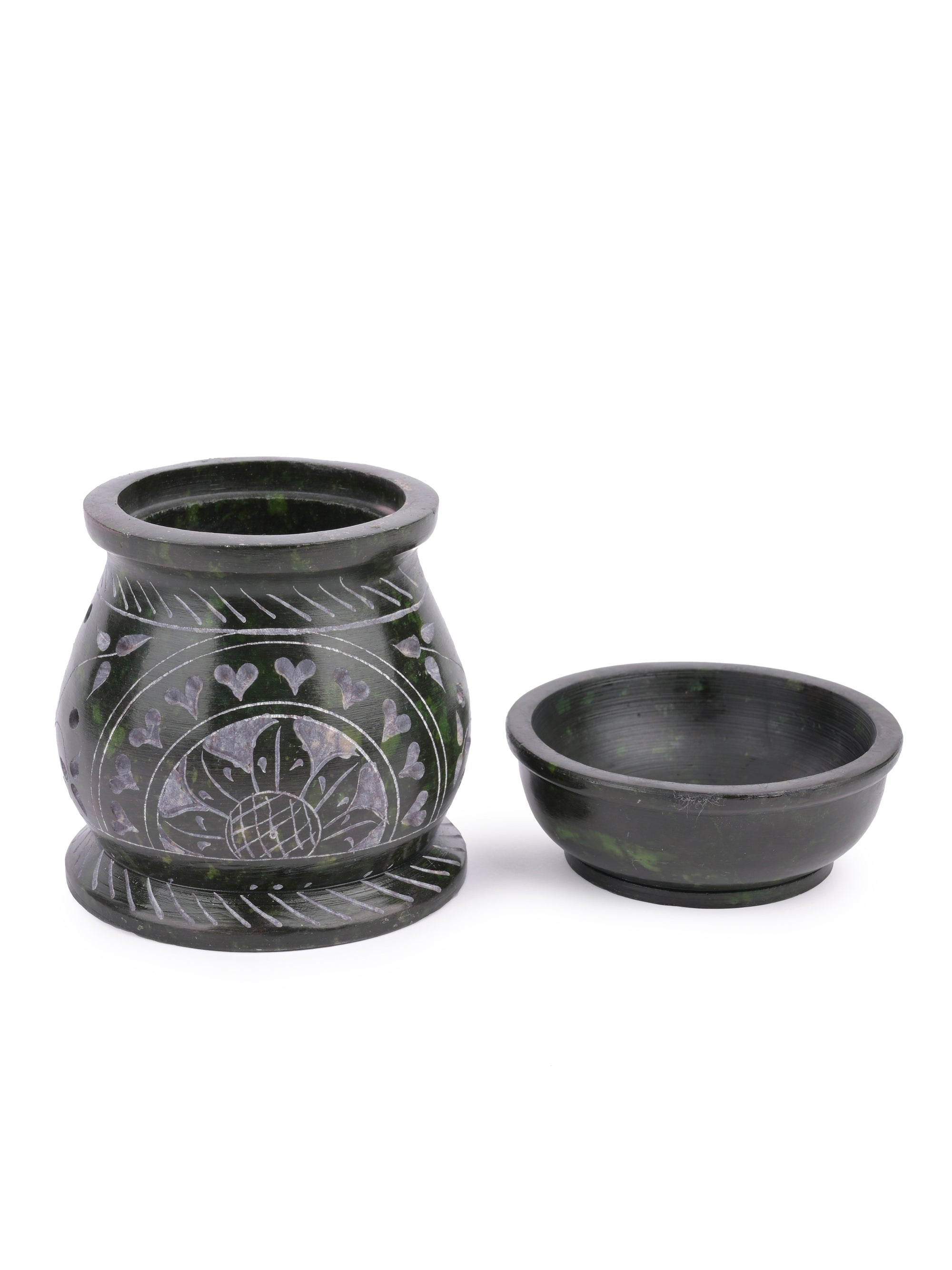Diffuser / burner crafted in stone - small size - Green - The Heritage Artifacts