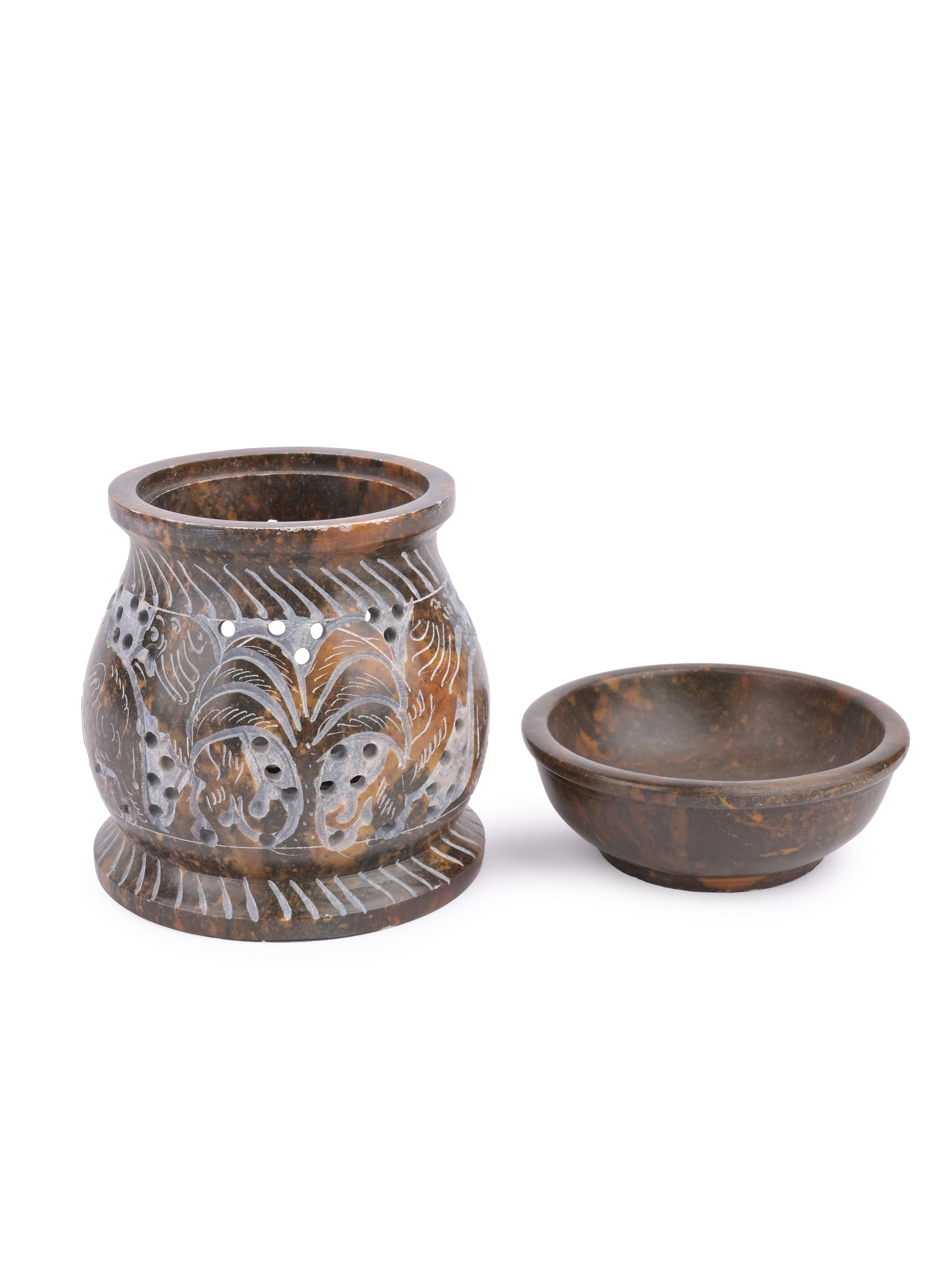 Soapstone carved Oil Burner Aroma Diffuser - 4 inches - The Heritage Artifacts