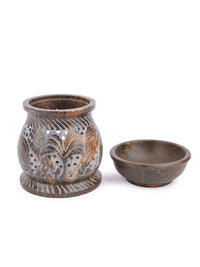 Soapstone carved Oil Burner Aroma Diffuser - 4 inches - The Heritage Artifacts