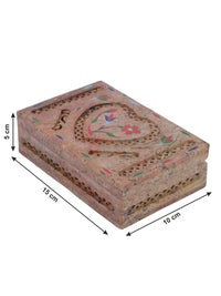 Stone crafted Jewellery box made with combination of jali work and hand painting - The Heritage Artifacts