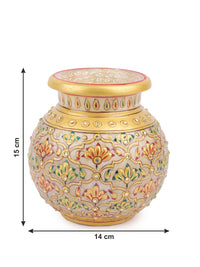 Traditional marble pitcher / kalash with meenakari painting - medium size - The Heritage Artifacts