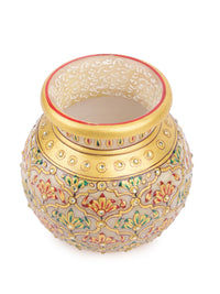 Traditional marble pitcher / kalash with meenakari painting - medium size - The Heritage Artifacts