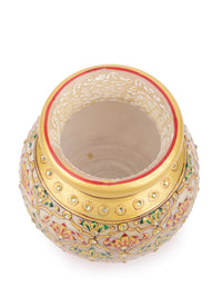 Traditional marble pitcher / kalash with meenakari painting - medium size - The Heritage Artifacts