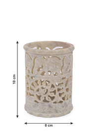 Elephant design stone crafted Pen / Pencil holder in Beige color - The Heritage Artifacts