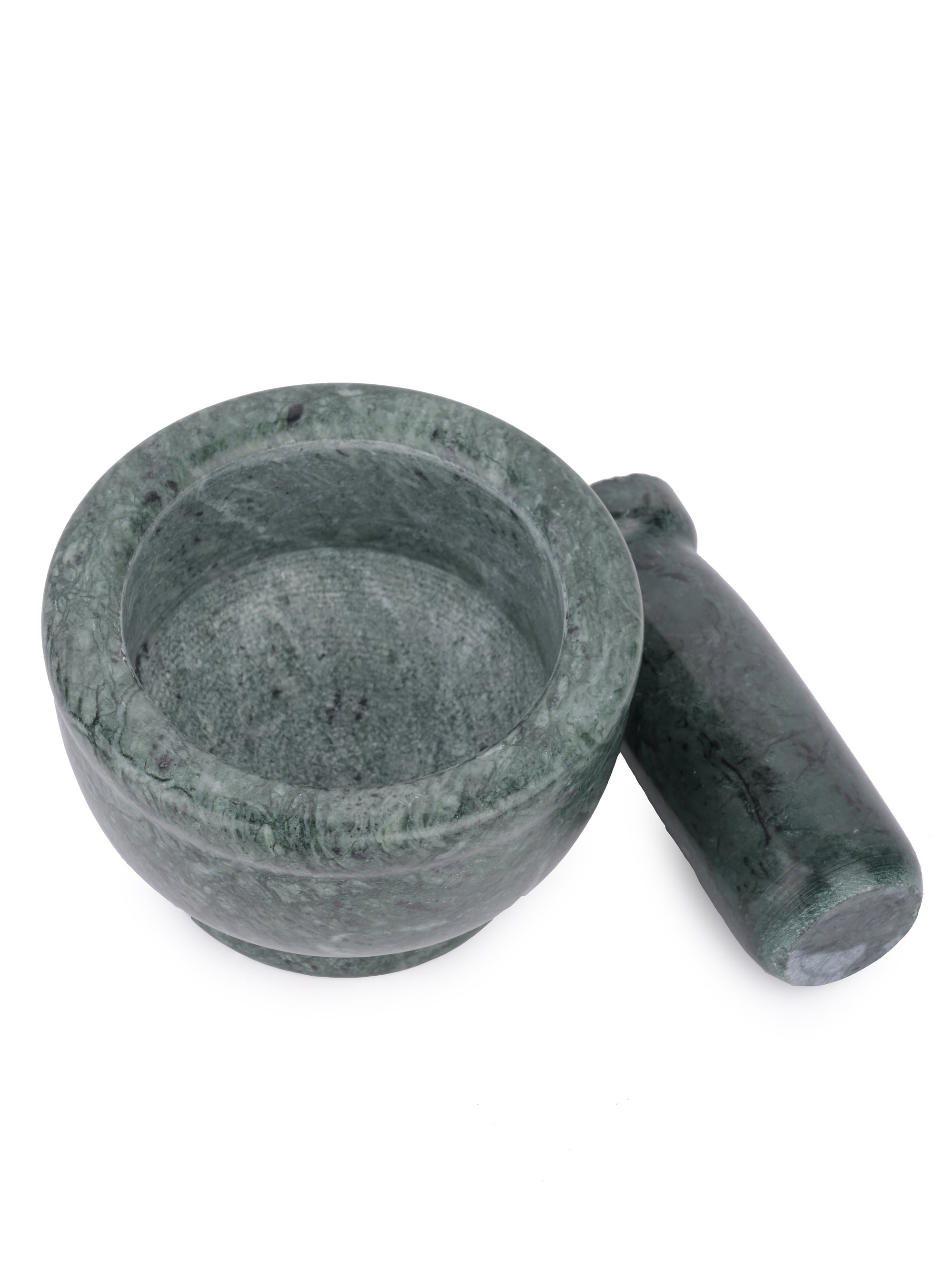 Mortar and Pestle set / Okhli Musal in Green marble - The Heritage Artifacts