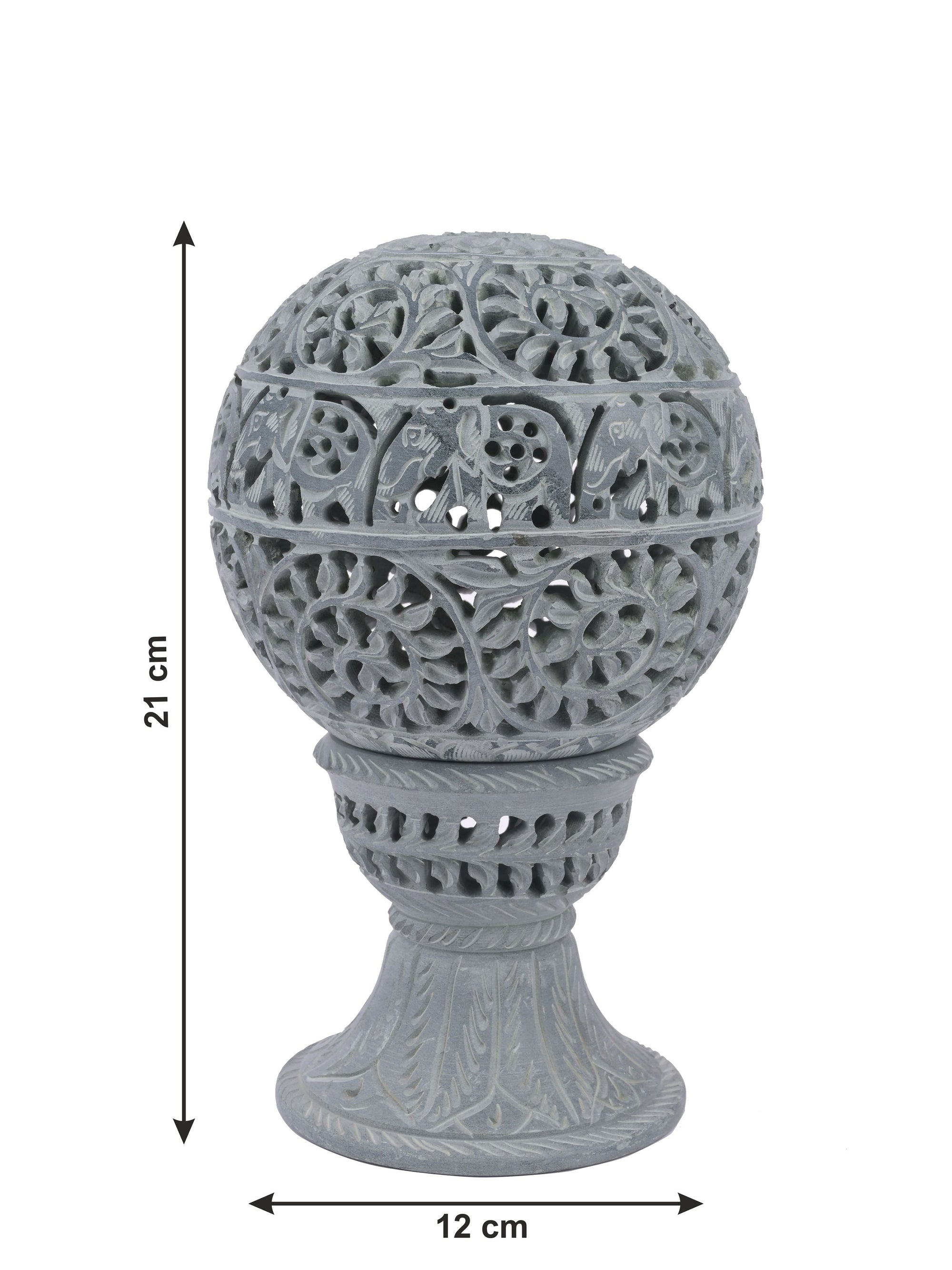 Stone crafted Round Table Lamp with color changing LED lights - The Heritage Artifacts