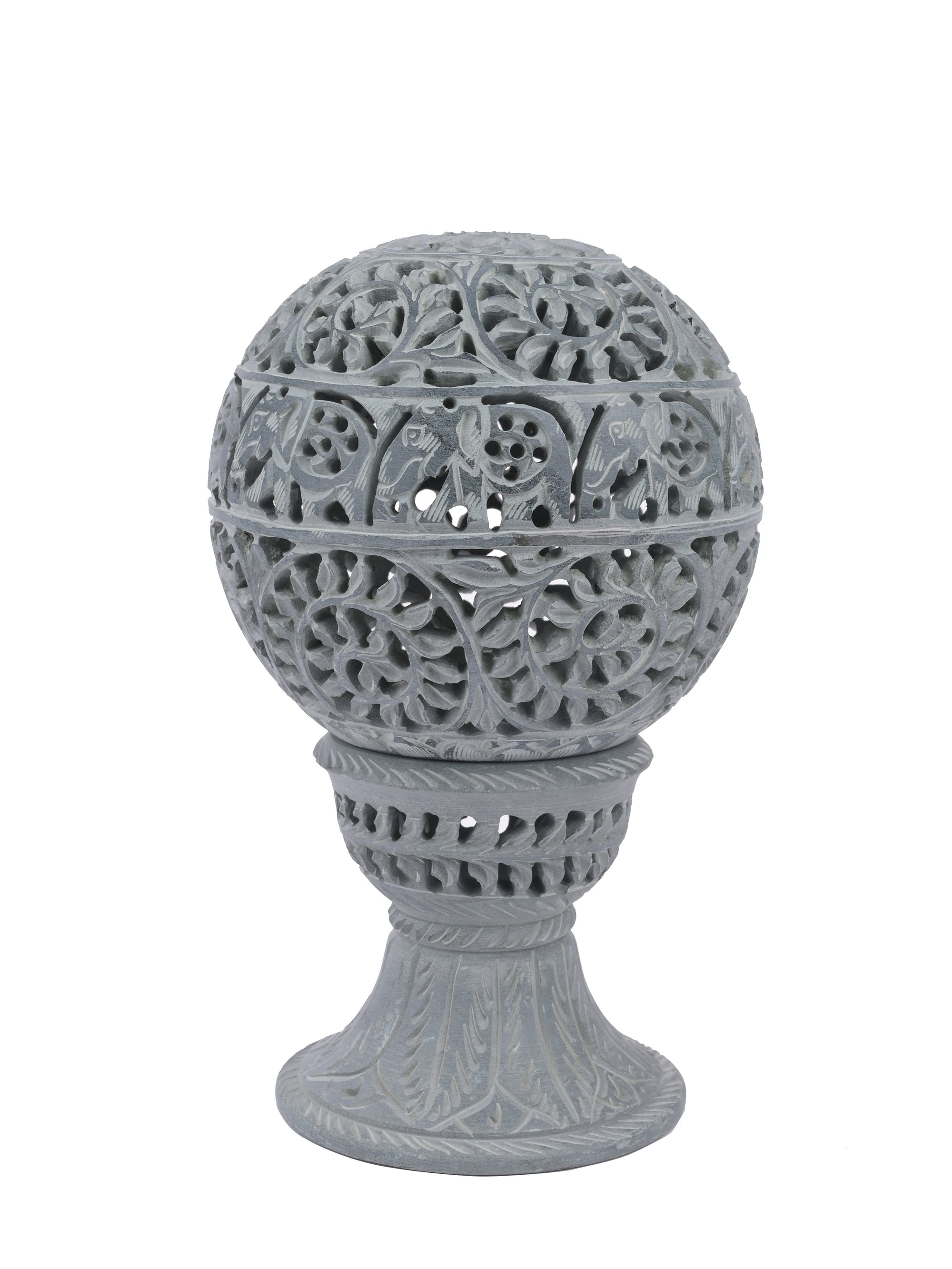 Stone crafted Round Table Lamp with color changing LED lights - The Heritage Artifacts