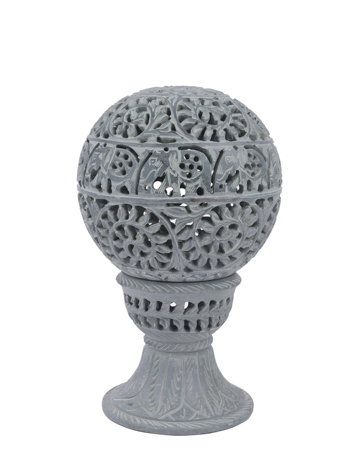 Stone crafted Round Table Lamp with color changing LED lights - The Heritage Artifacts