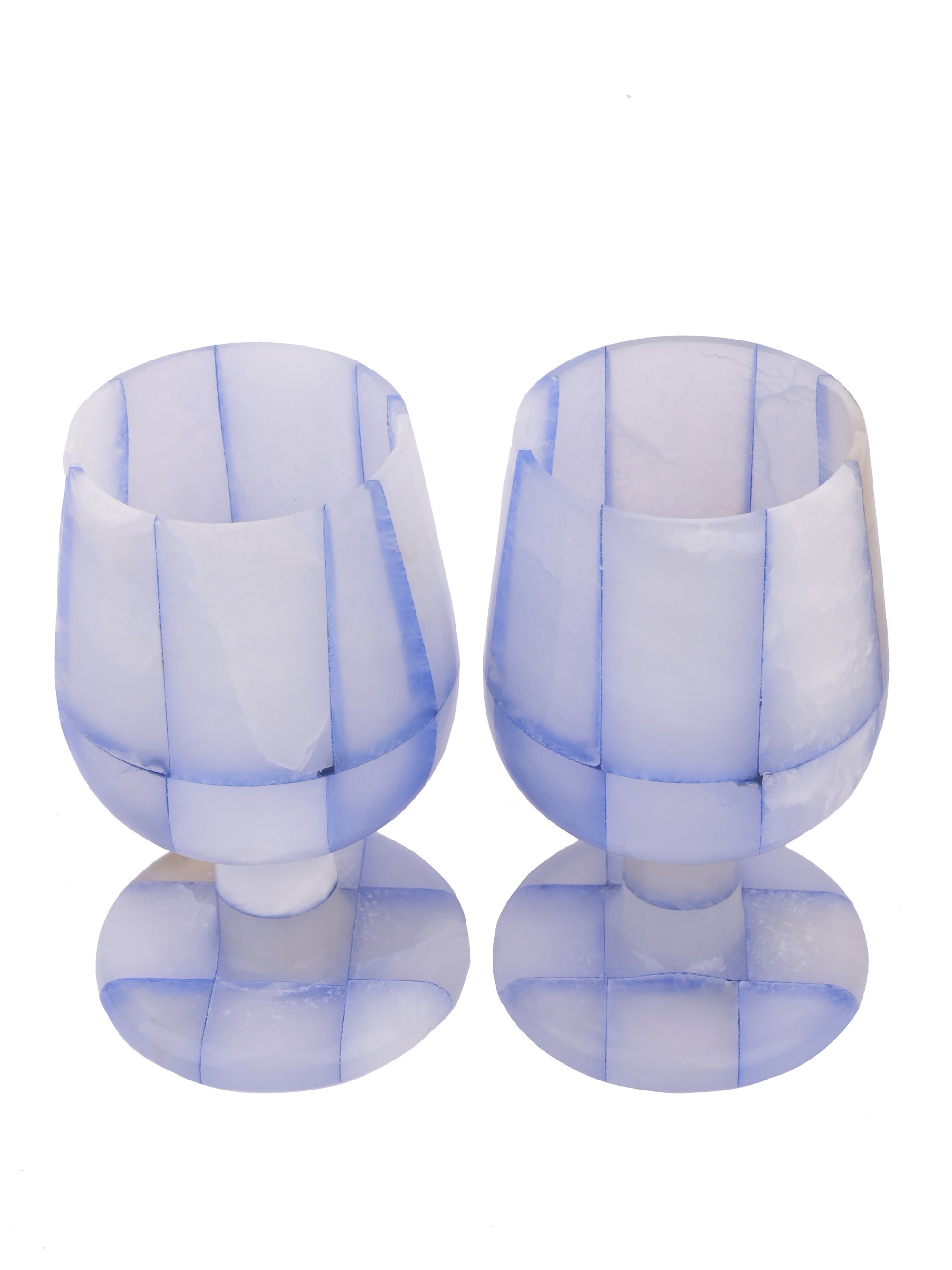 Royal blue marble wine glass - set of 2 pcs in a gift box - The Heritage Artifacts