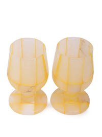 Bright yellow marble wine glass - set of 2 pcs in a gift box - The Heritage Artifacts