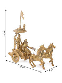 Antique Brass showpiece of Lord Krishna and Arjun on a Chariot, Arjun Rath - The Heritage Artifacts