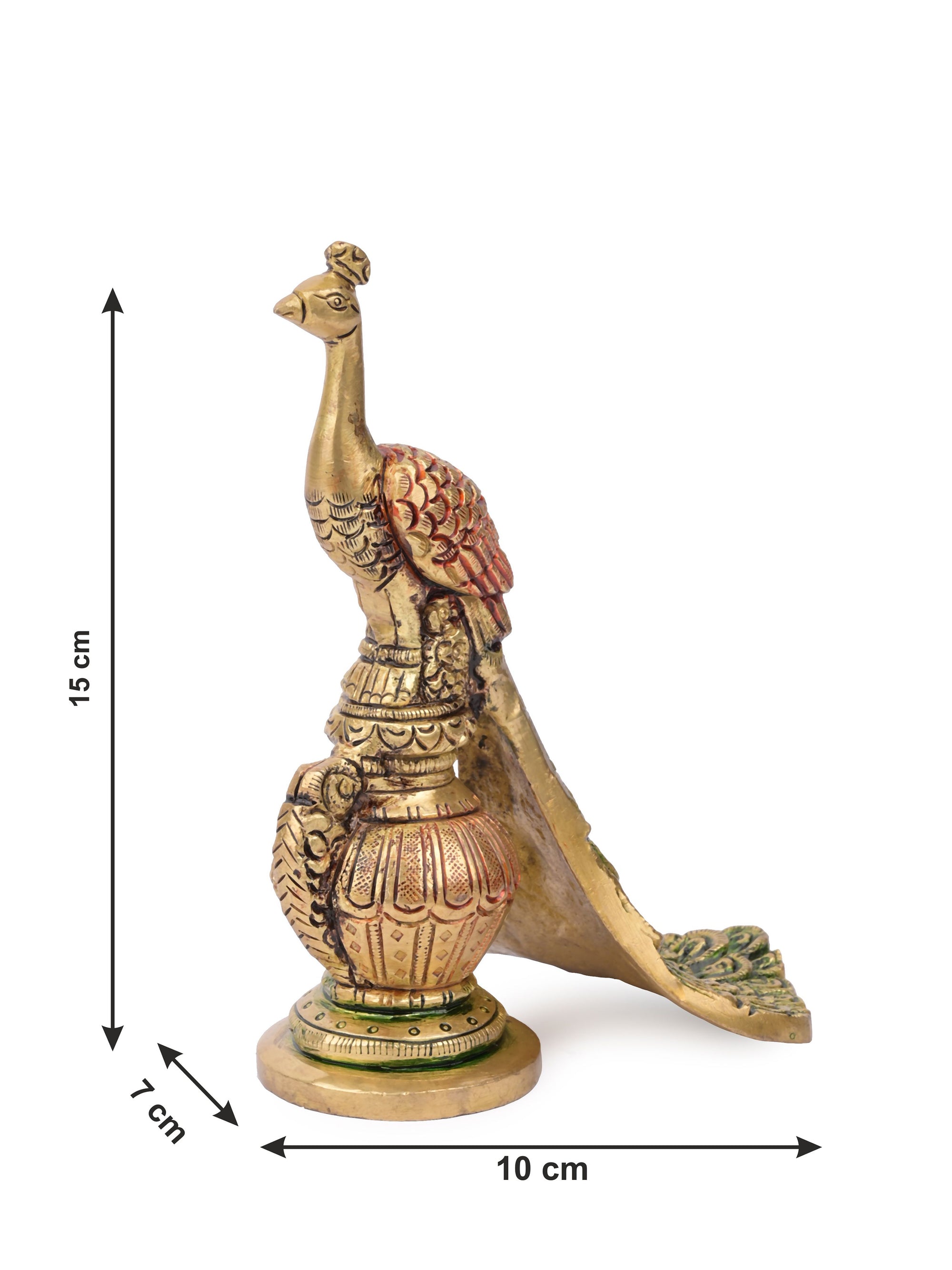 Antique Brass Peacock Decorative Showpiece - 6 inches in height - The Heritage Artifacts
