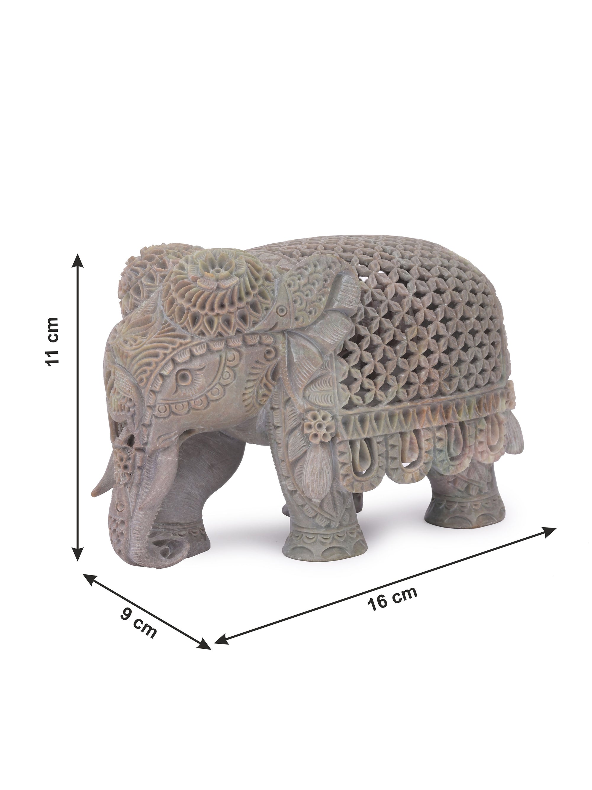 Intricately stone carved elephant, decorative showpiece - The Heritage Artifacts