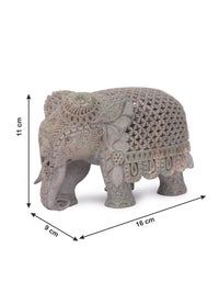 Intricately stone carved elephant, decorative showpiece - The Heritage Artifacts