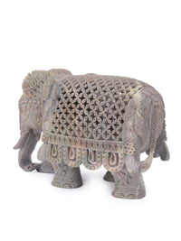 Intricately stone carved elephant, decorative showpiece - The Heritage Artifacts