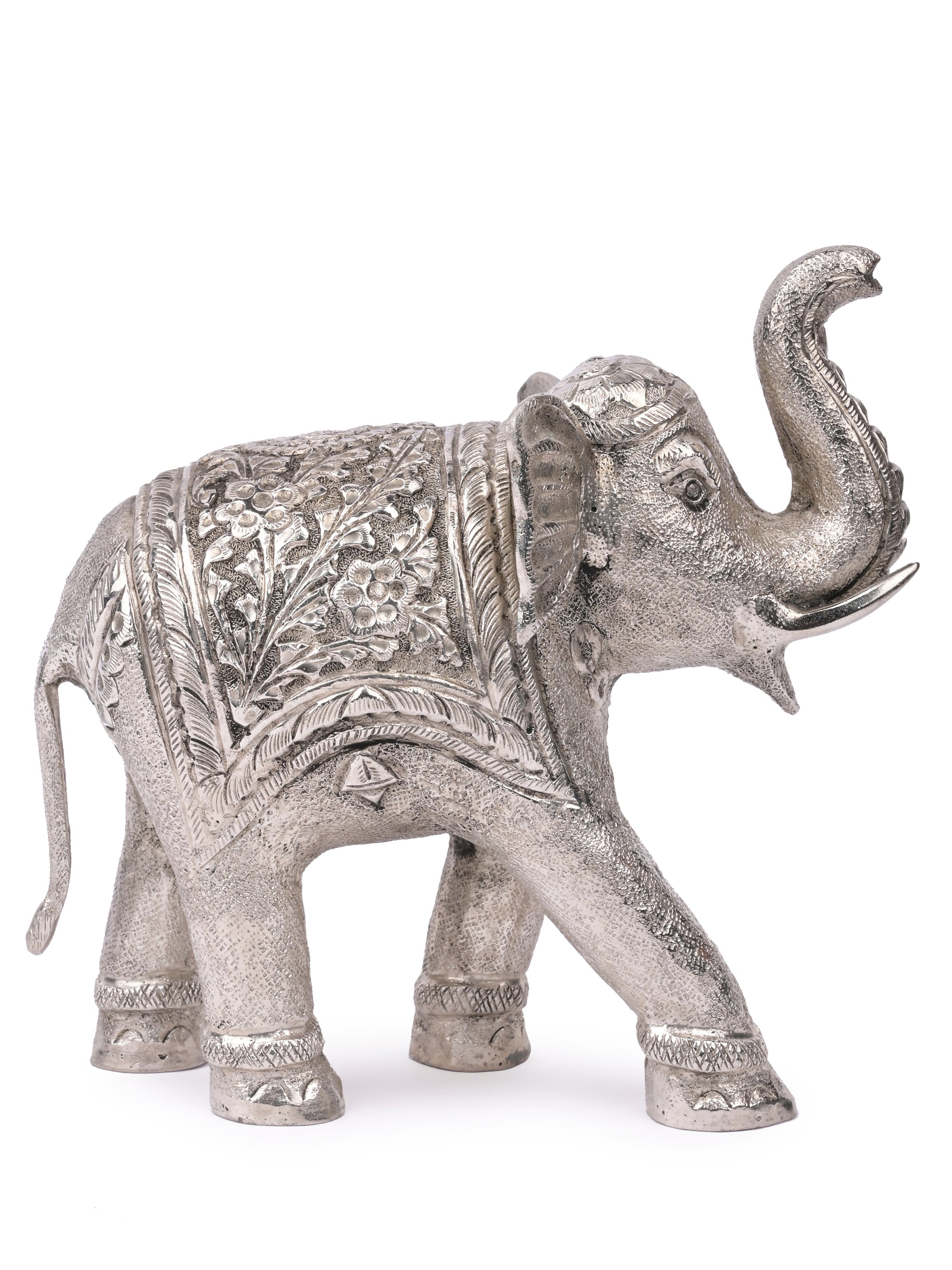 Oxidised Silver, Handmade Elephant decor piece - 7 inches in length - The Heritage Artifacts