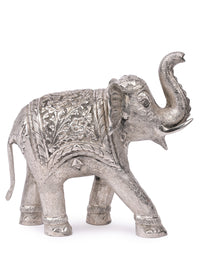 Oxidised Silver, Handmade Elephant decor piece - 7 inches in length - The Heritage Artifacts