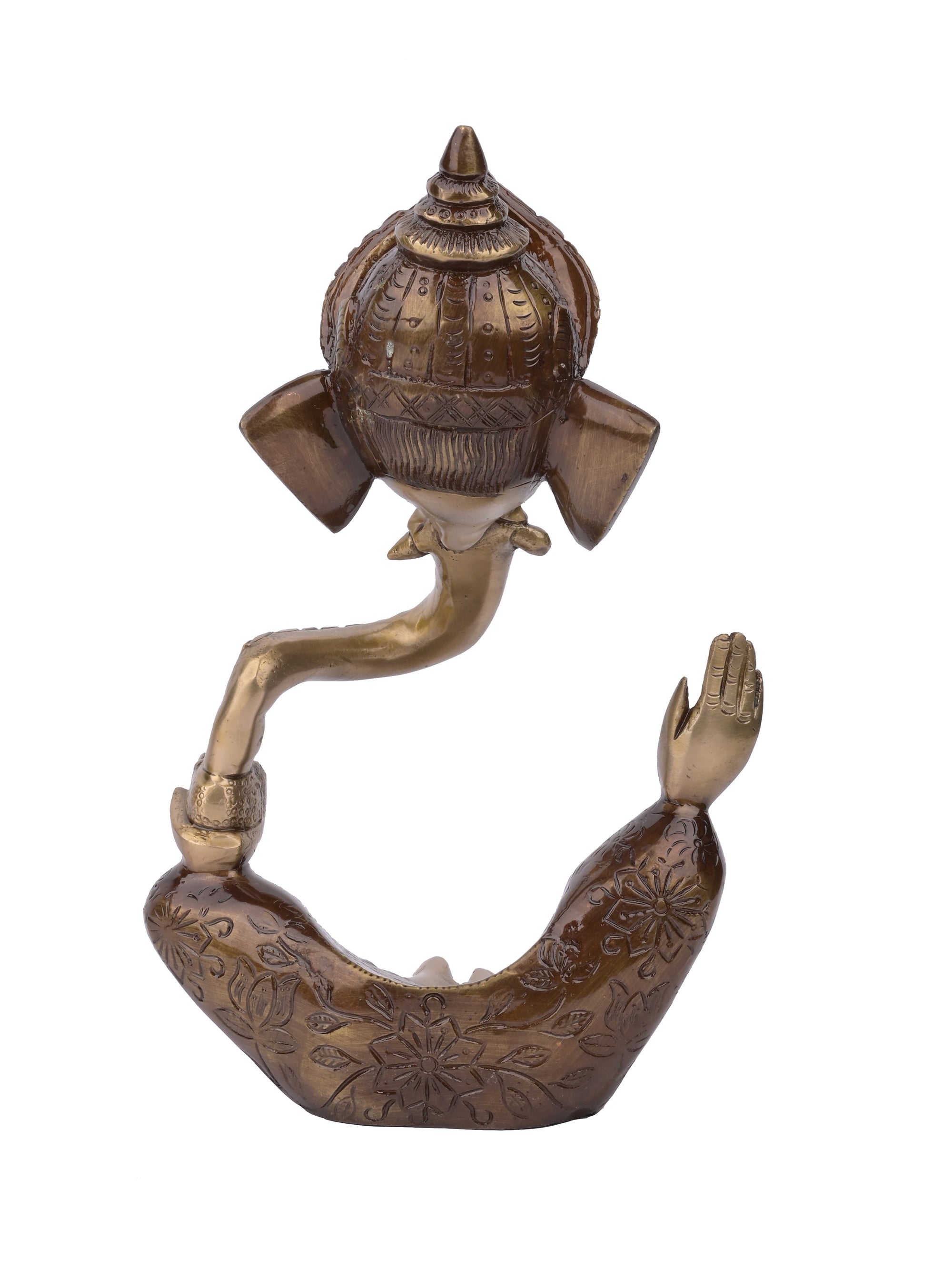 Antique Brass Abstract design statue of Lord Ganesha sitting in style - The Heritage Artifacts