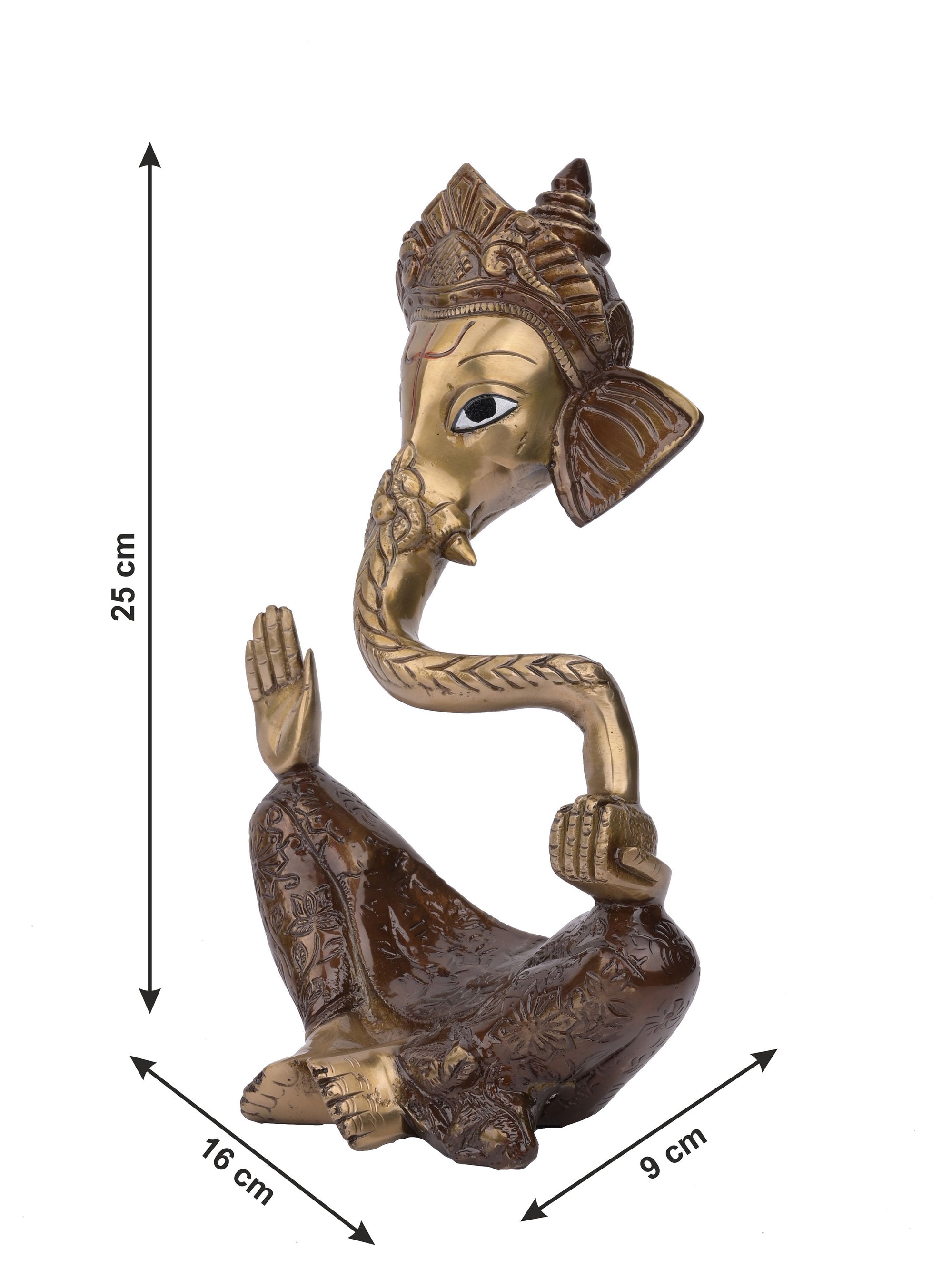 Antique Brass Abstract design statue of Lord Ganesha sitting in style - The Heritage Artifacts