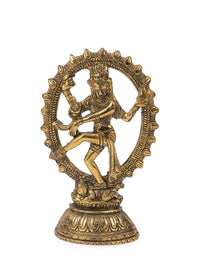 8 inches Nataraj Statue made of aluminium in antique gold finish - The Heritage Artifacts