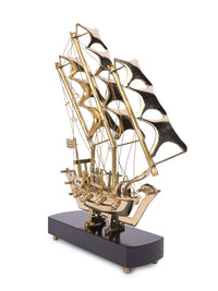 Brass Sailing Pirate Ship on a Wooden Base, Decorative showpiece - The Heritage Artifacts