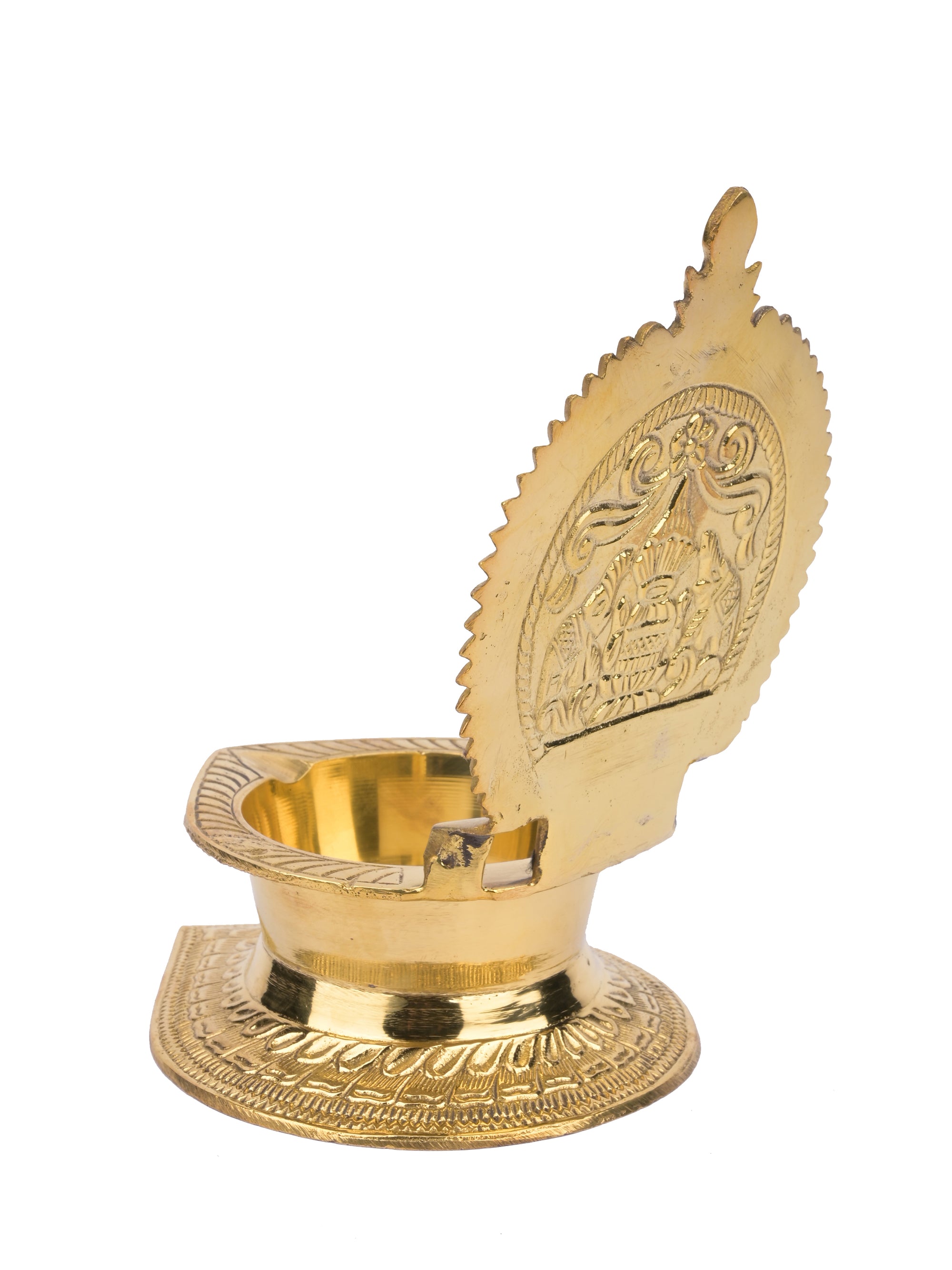 Brass Ashta lakshmi single petal Lamp / Diya - 7 inches height - The Heritage Artifacts