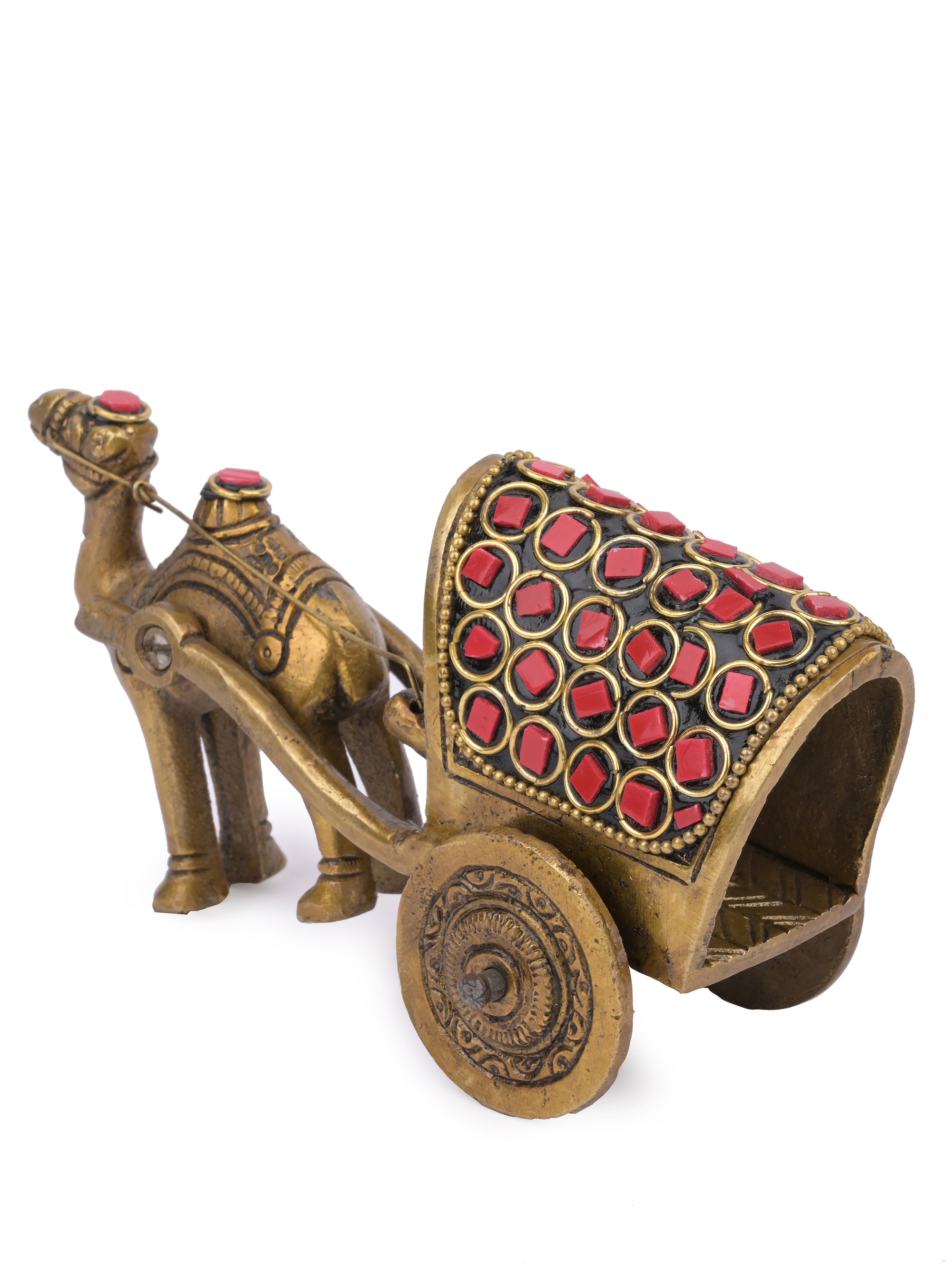 Antique Golden finish Brass Camel Cart Decorative Showpiece - The Heritage Artifacts