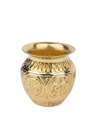 Small Puja Kalash / Lota made of Brass with Om and Swastik embossed - The Heritage Artifacts