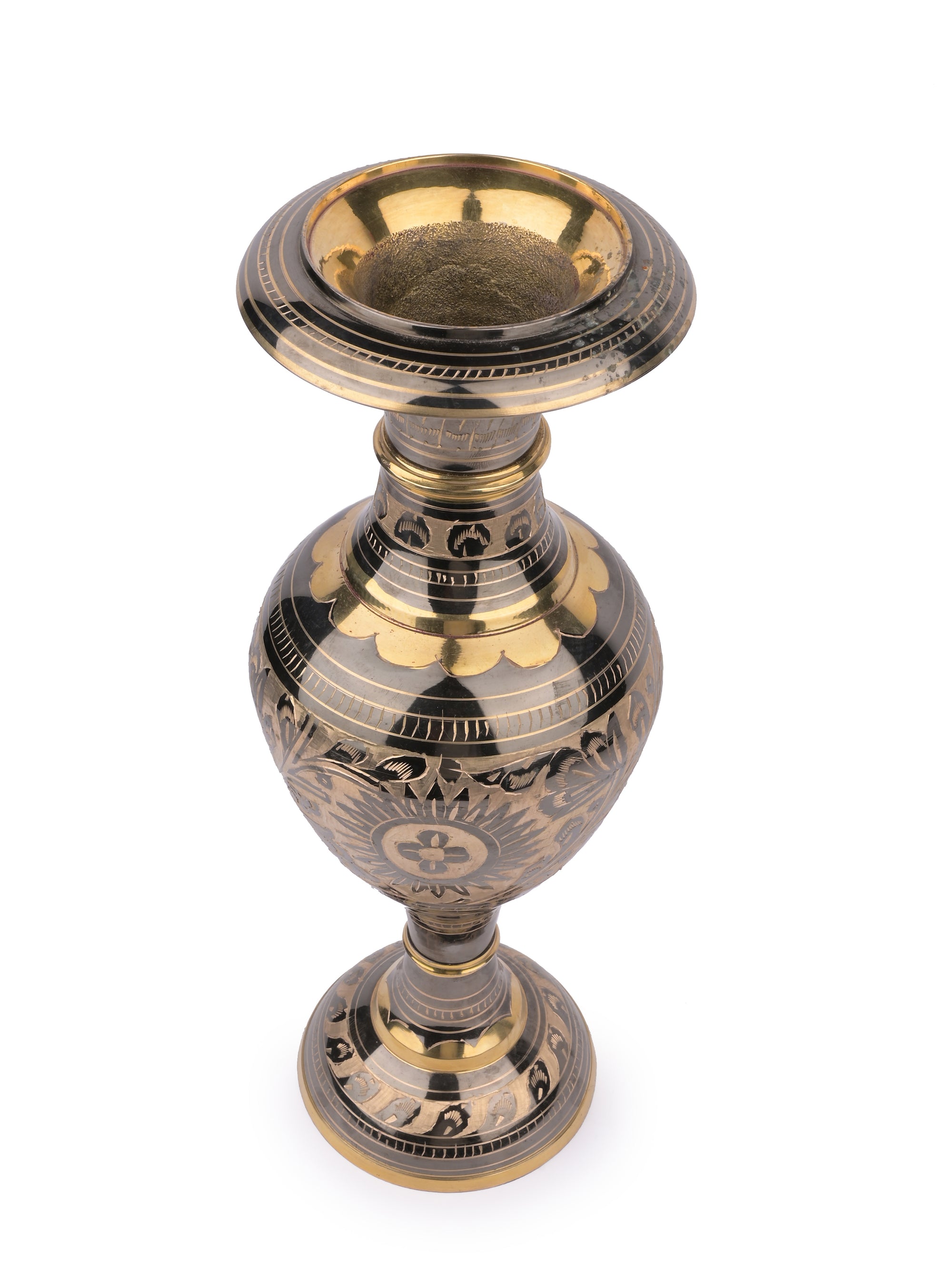 16 inches Tall, Brass Crafted Decorative Flower Vase - The Heritage Artifacts