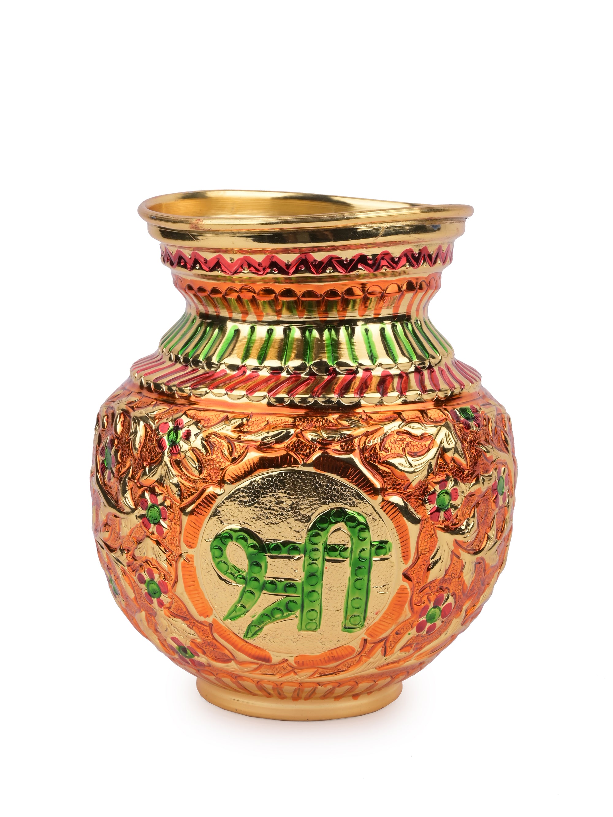 Colorful Kalash / Lota / Pitcher made of Brass for puja purpose - Shri Kalash - The Heritage Artifacts