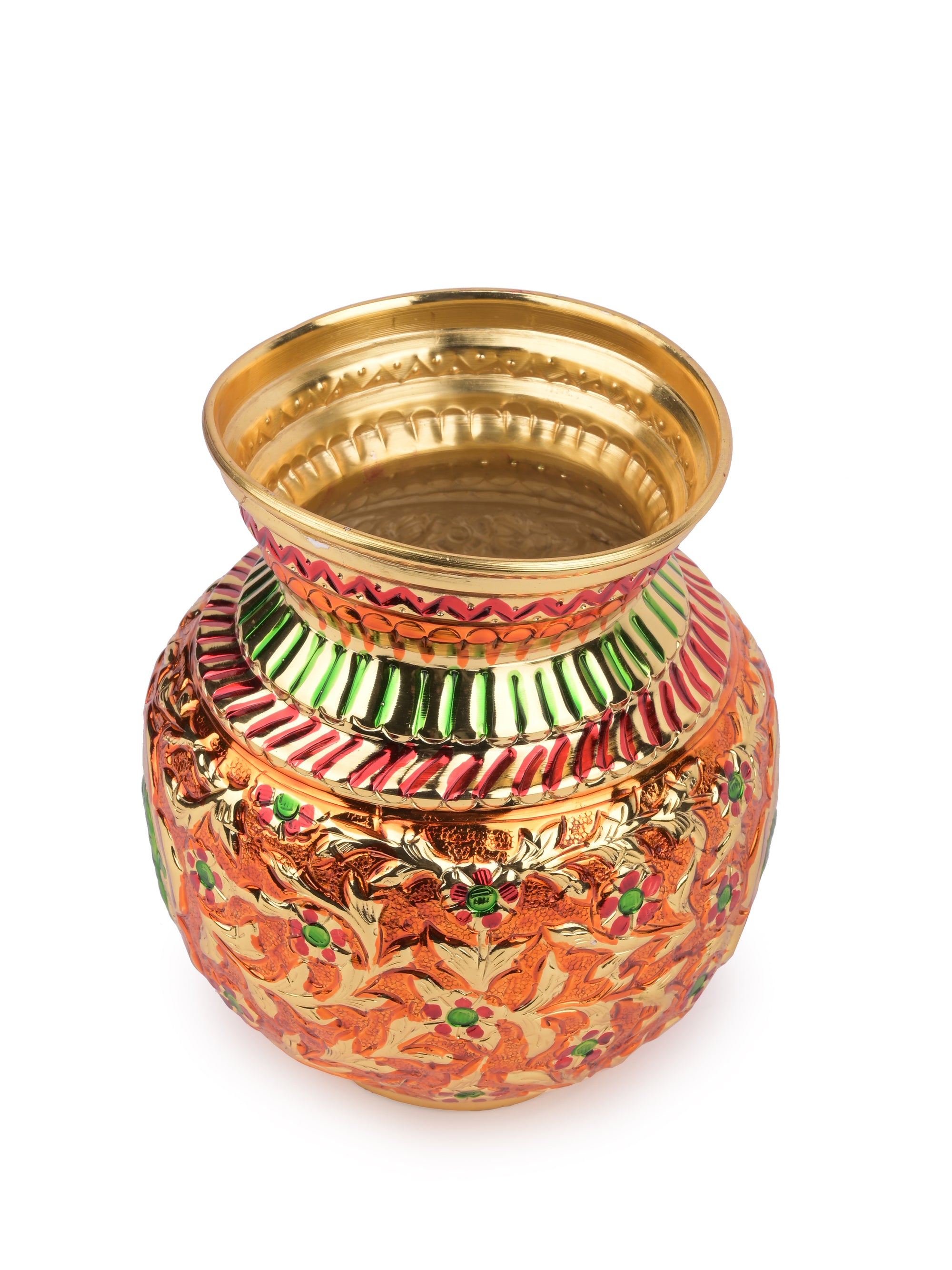 Colorful Kalash / Lota / Pitcher made of Brass for puja purpose - Shri Kalash - The Heritage Artifacts
