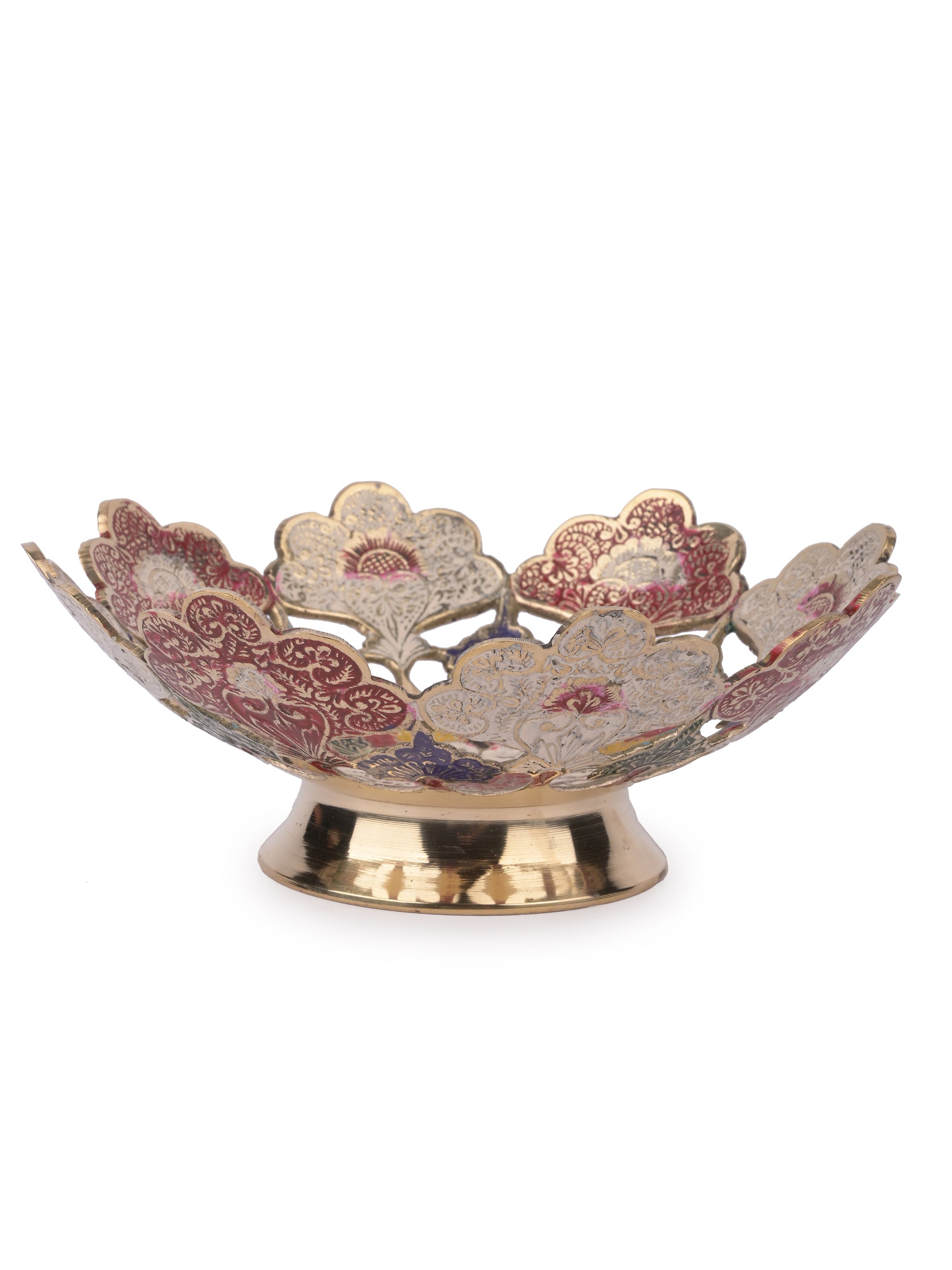 Painted Brass Fruit Bowl, Big size - 8 inches diameter - The Heritage Artifacts
