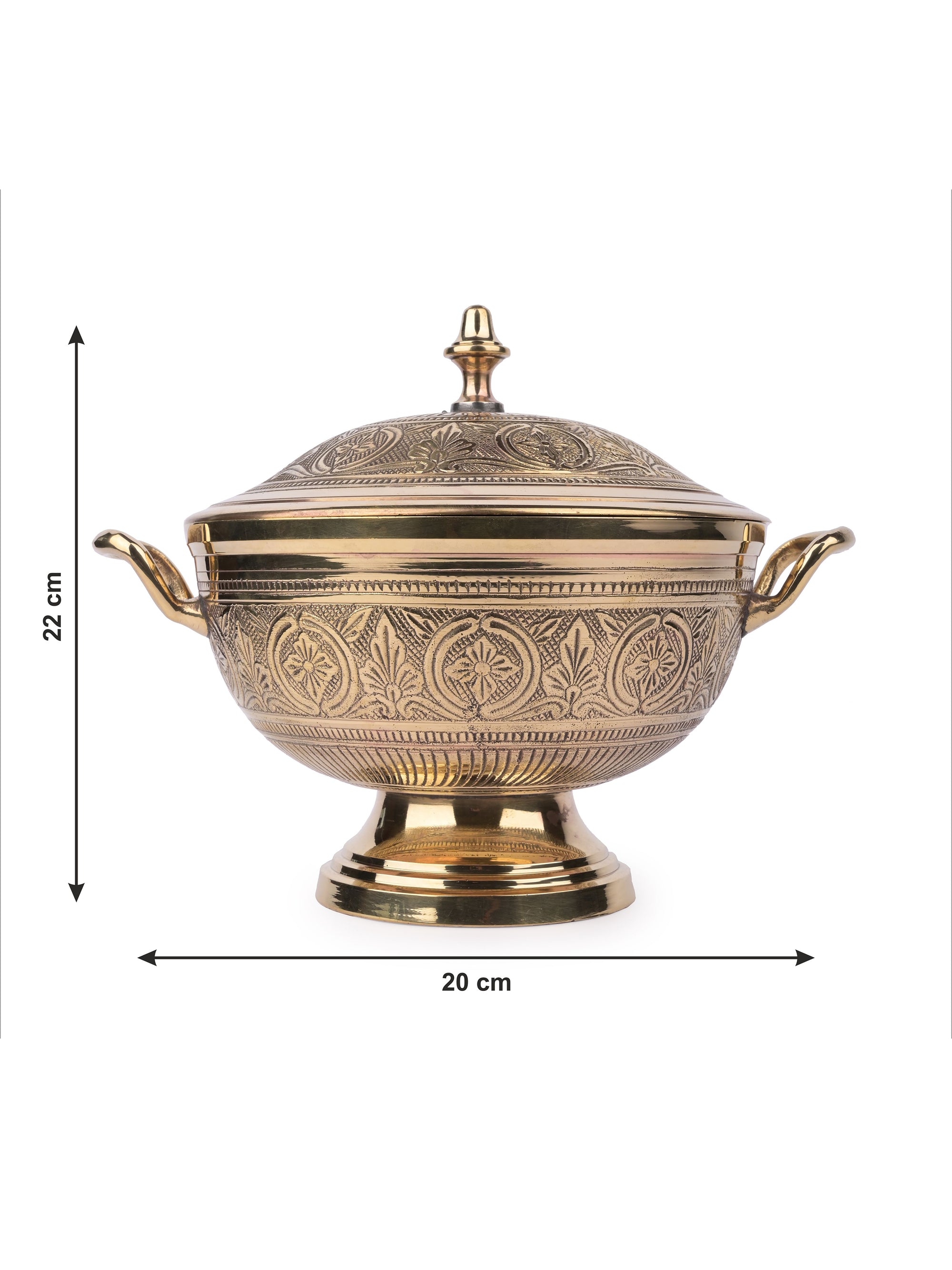 Royal design Brass Storage Bowl with Lid - 8 inches diameter - The Heritage Artifacts