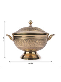 Royal design Brass Storage Bowl with Lid - 8 inches diameter - The Heritage Artifacts