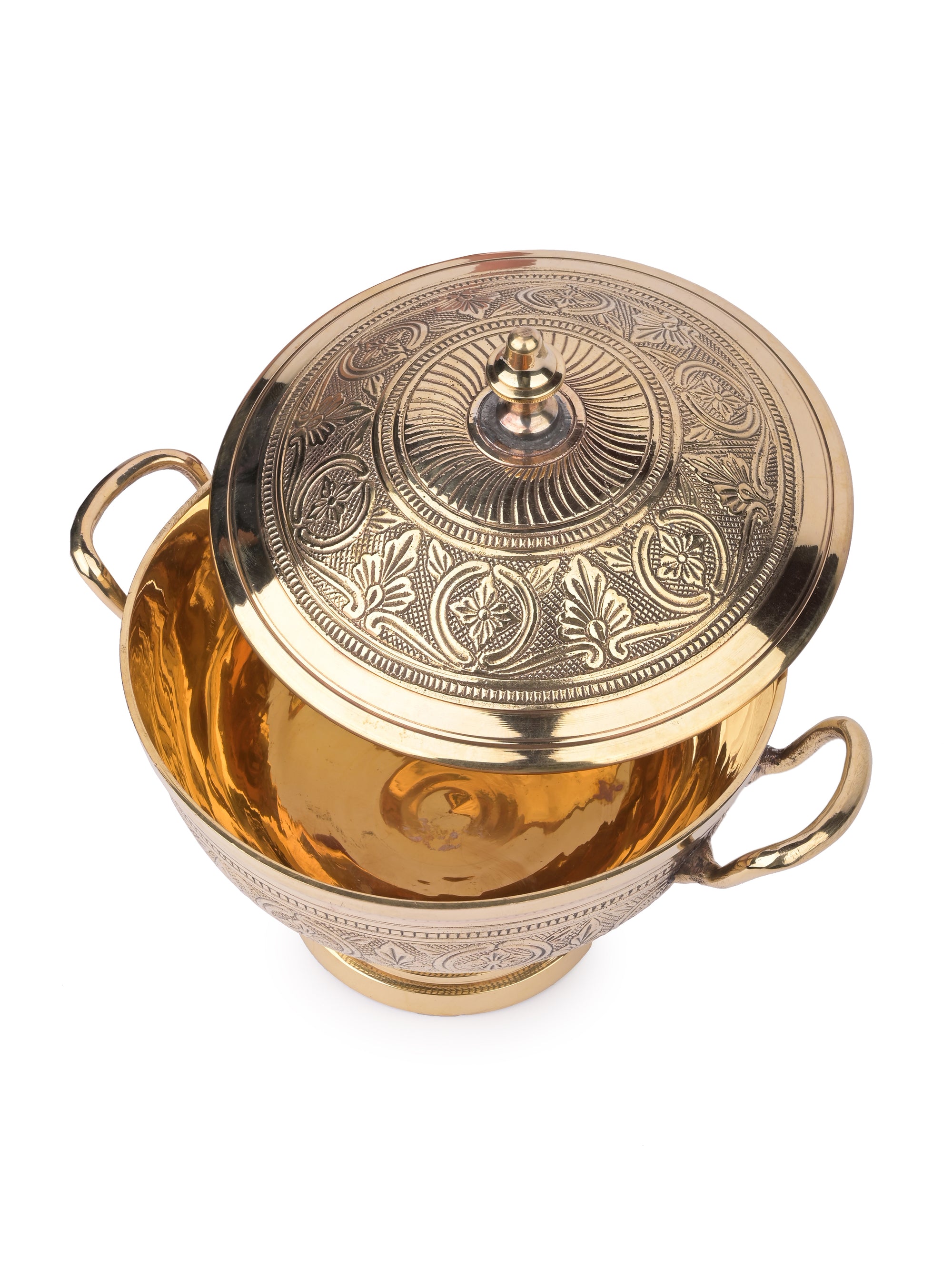 Royal design Brass Storage Bowl with Lid - 8 inches diameter - The Heritage Artifacts