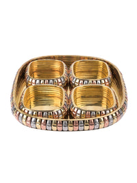 Square Tray with 4 square bowls for serving dry fruits, Brass crafted - The Heritage Artifacts