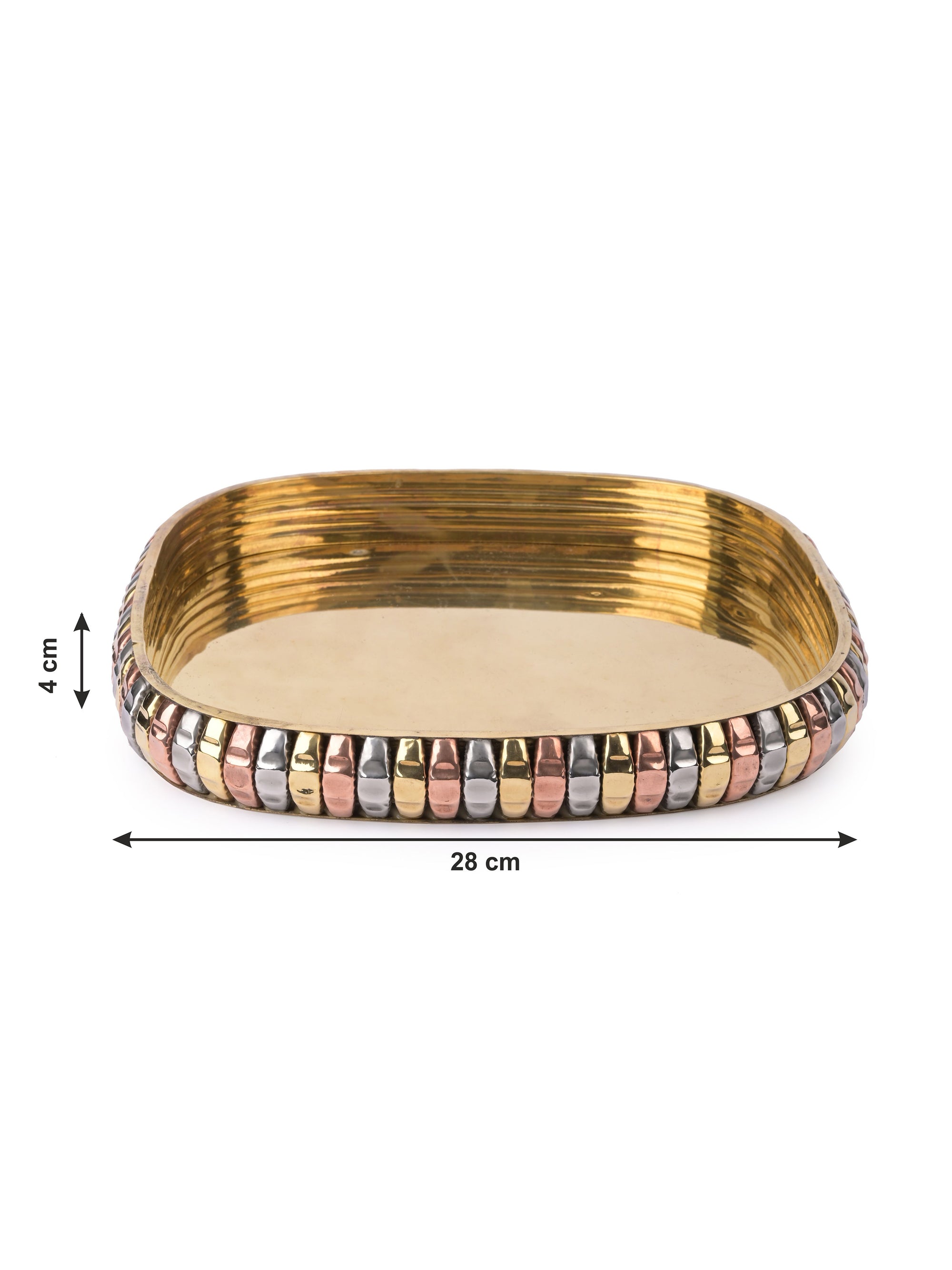 Square Tray with 4 square bowls for serving dry fruits, Brass crafted - The Heritage Artifacts