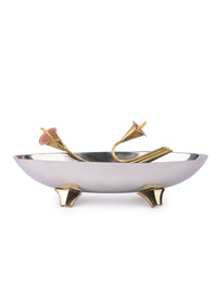 Oval Chrome Finish Designer Fruit bowl / Serving Bowl - The Heritage Artifacts