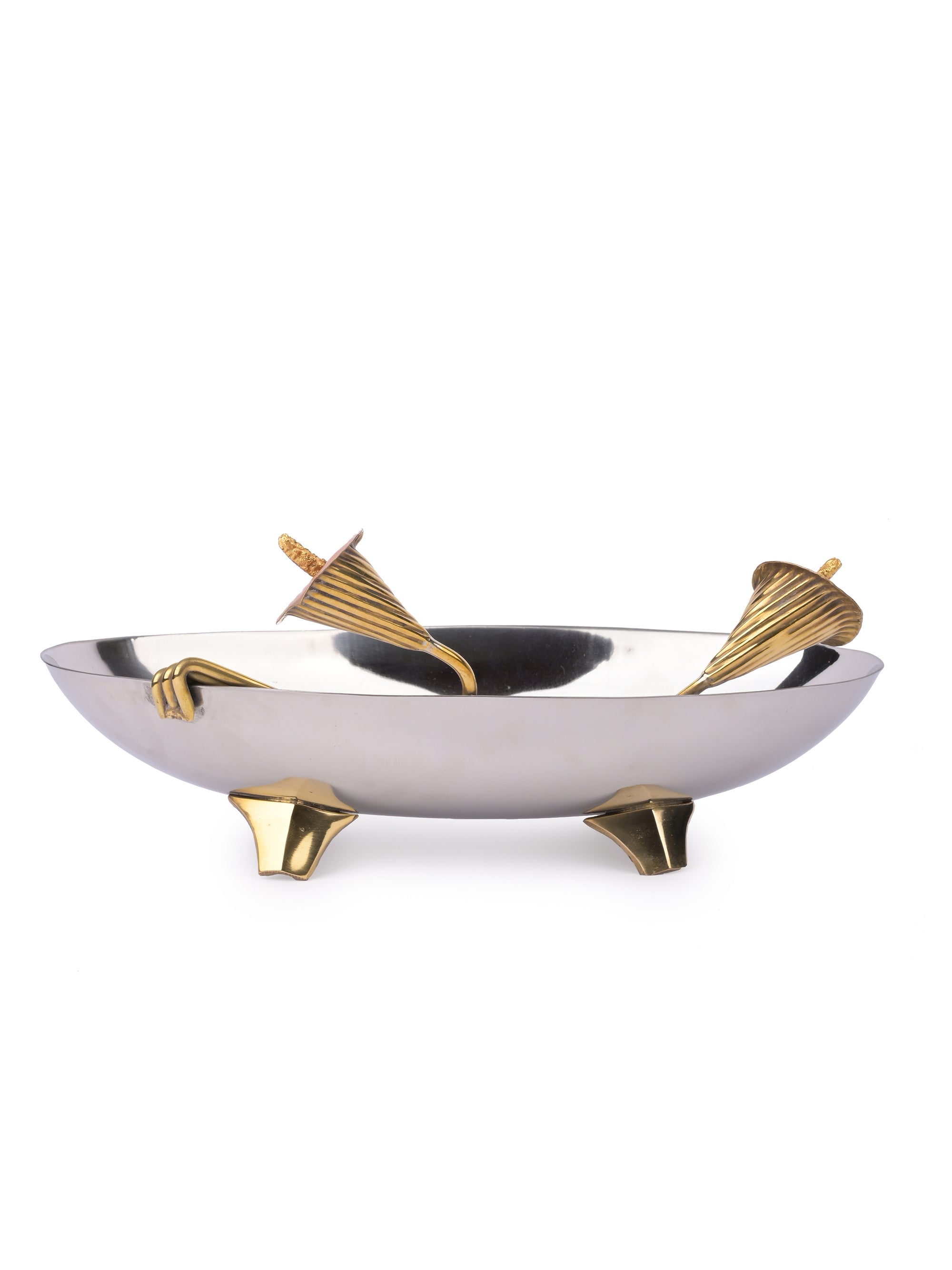 Oval Chrome Finish Designer Fruit bowl / Serving Bowl - The Heritage Artifacts